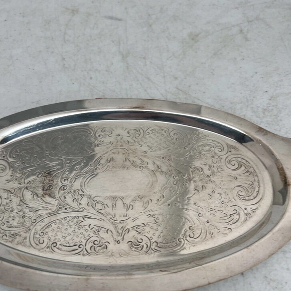 Vintage English Serving Tray Round Ornate Art Nouveau - Picture 4 of 10